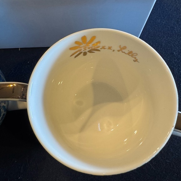 Lilly Pulitzer Blue, Green and Gold Floral Ceramic Mugs (2) - Picture 5 of 8